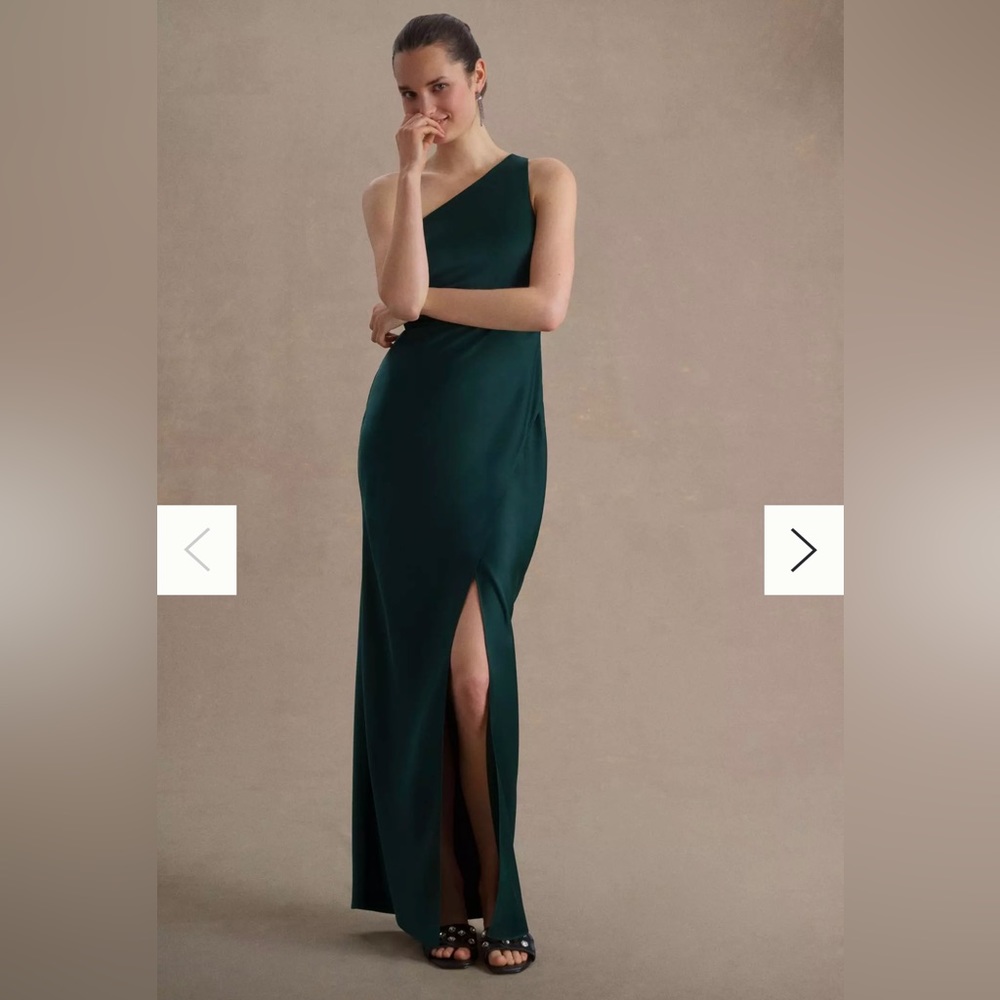 BHLDN Dylan One-Shoulder Satin Side-Slit Gown NWT